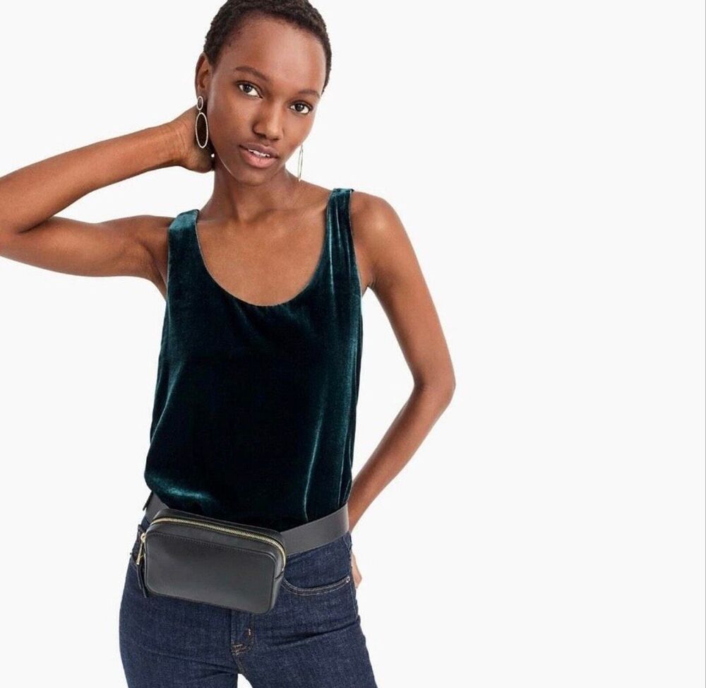 J. Crew Emerald Green Velvet Tank Top Size 2